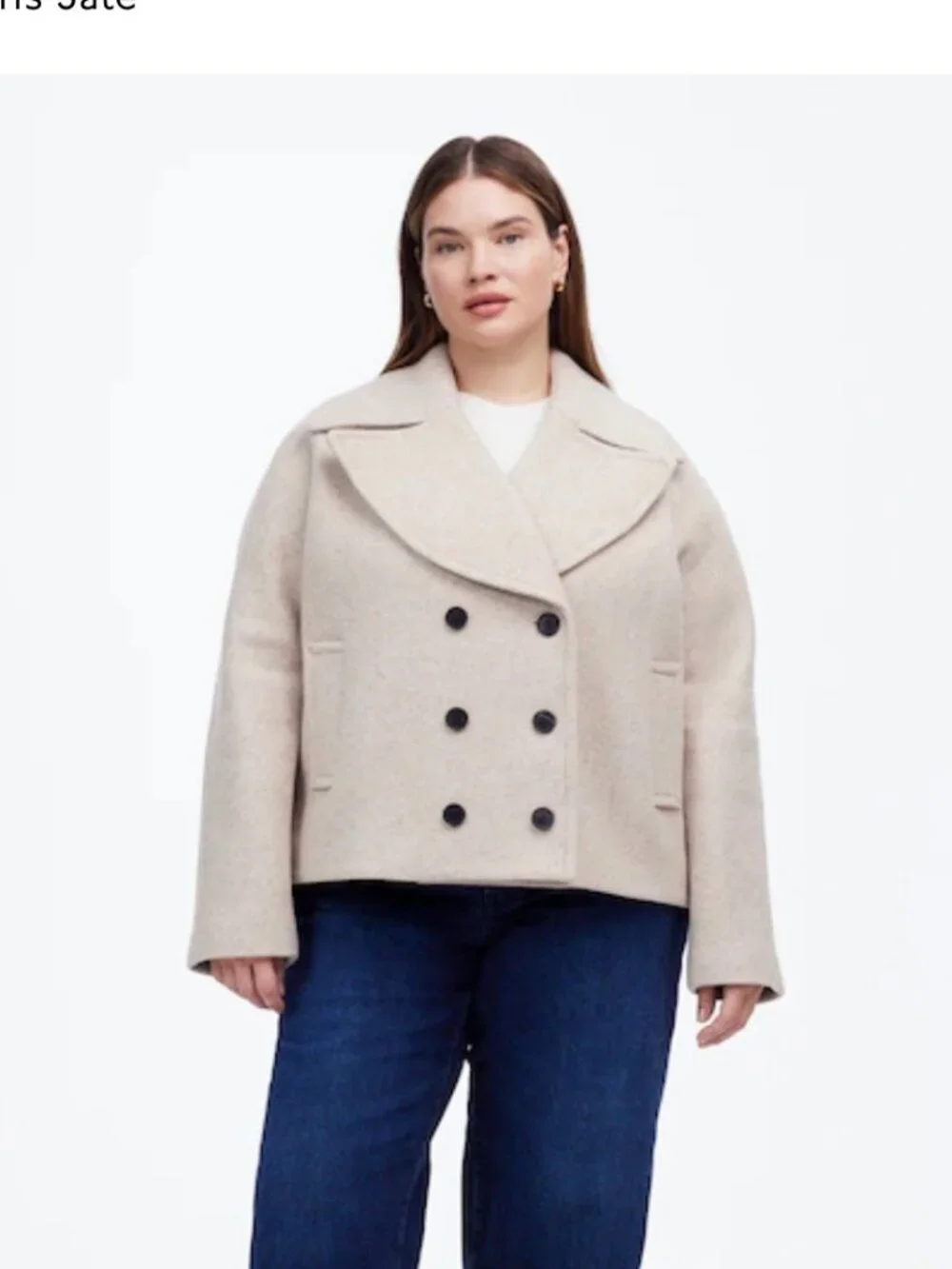 MADEWELL OVERSIZED-COLLAR SHORT PEACOAT SIZE 2X